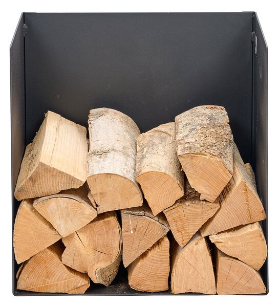 Portalegna 50x35x49,5 cm Crea Chiuso in Acciaio Nero