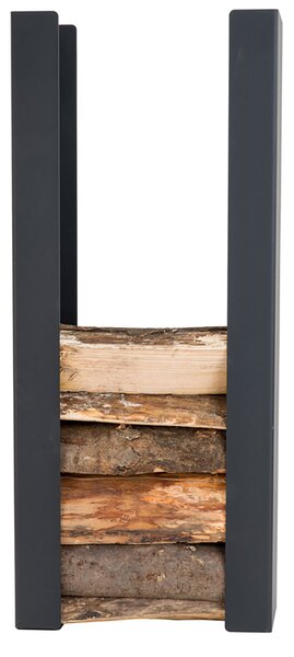 Portalegna da Terra e Muro 53x34,5x110 cm Crea Unico Terra E Muro in Acciaio Nero