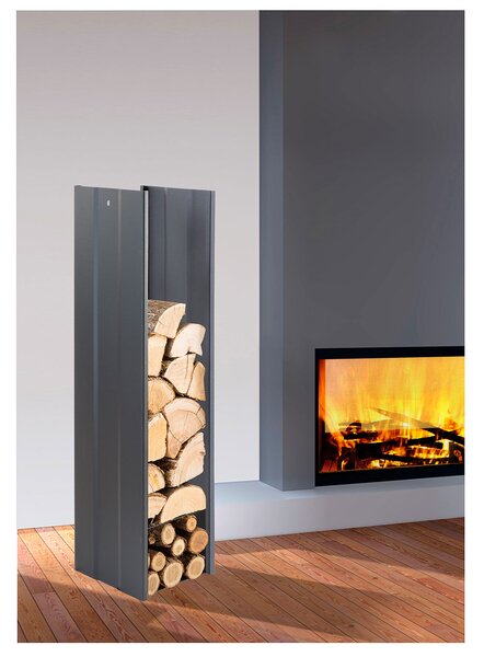 Portalegna 30x27x110 cm Crea Semplice in Acciaio Verniciato Nero