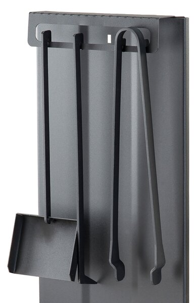 Portalegna con Attrezzi Camino 30x33x110 cm Crea Tulipano Con Attrezzi in Acciaio Verniciato Nero