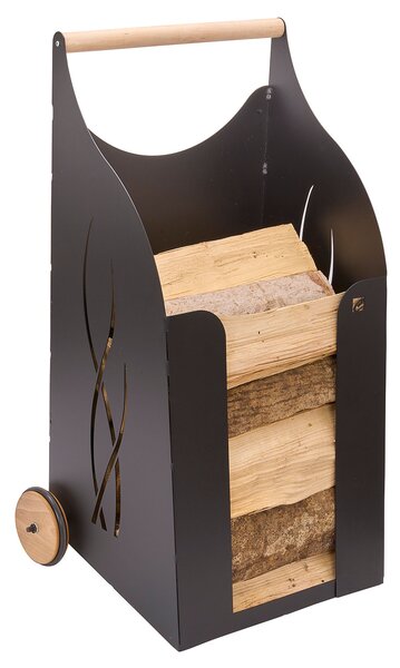 Carrello Portalegna su Ruote 47x39x85 cm Crea Carrello Legna in Acciaio Nero