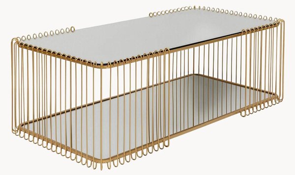 Tavolino da salotto con piano in vetro specchiato Wire