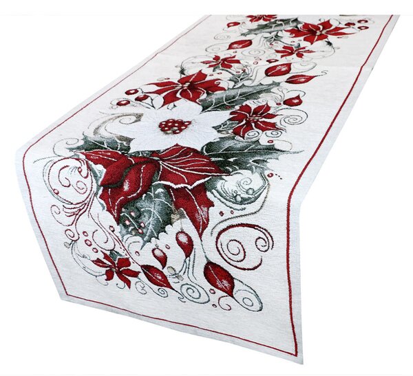 Runner Gobelin Rosa di Natale Chenille IT040