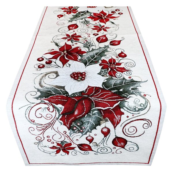 Runner Gobelin Rosa di Natale Chenille IT040