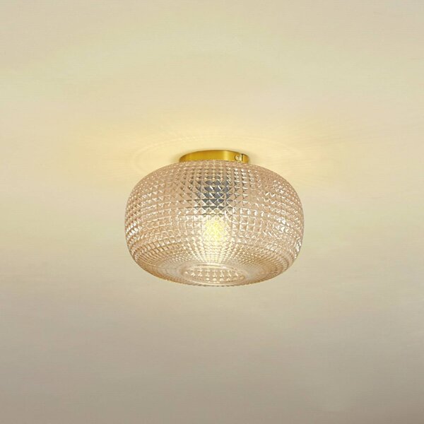 Plafoniera soffitto Hildur Lindby, dimmerabile, Crema / Ambra, Soggiorno / Sala da pranzo, Vetro, Plafoniera