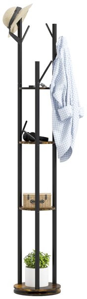 HOMCOM Appendiabiti da Terra Stile Industriale con Barra e 5 Ripiani