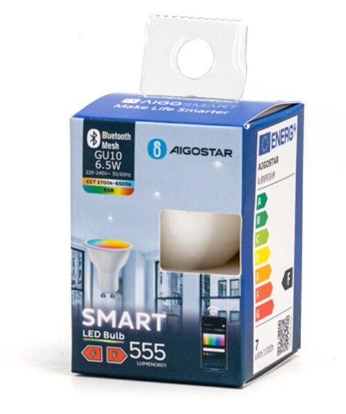 Faretto Led Smart GU10 6.5W Bluetooth Mesh RGB CCT luce regolabile e dimmerabile Aigostar
