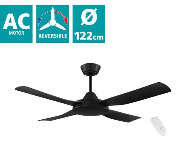 Ventilatore Bondi 1 Abs Nero Opaco E Acrilico Bianco
