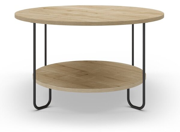 Tavolino rotondo con piano in rovere naturale ø 80 cm Tonka - Marckeric