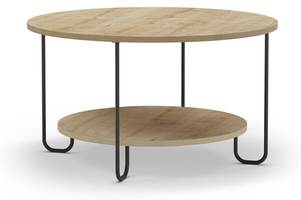 Tavolino rotondo con piano in rovere naturale ø 80 cm Tonka - Marckeric