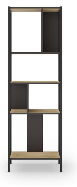 Libreria in rovere decorato in nero-naturale 58x175 cm Alabama - Marckeric