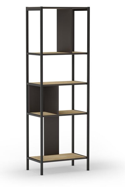 Libreria in rovere decorato in nero-naturale 58x175 cm Alabama - Marckeric