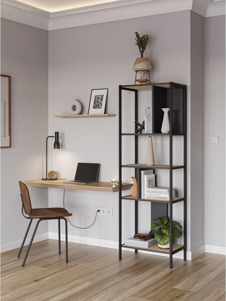 Libreria in rovere decorato in nero-naturale 58x175 cm Alabama - Marckeric
