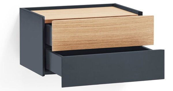 Comodino in rovere decorato in colore antracite-naturale Otto - Teulat