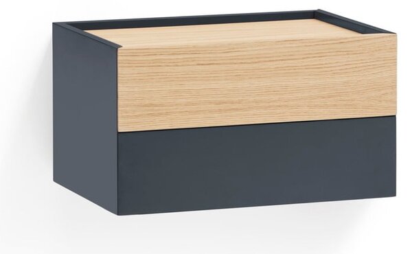 Comodino in rovere decorato in colore antracite-naturale Otto - Teulat