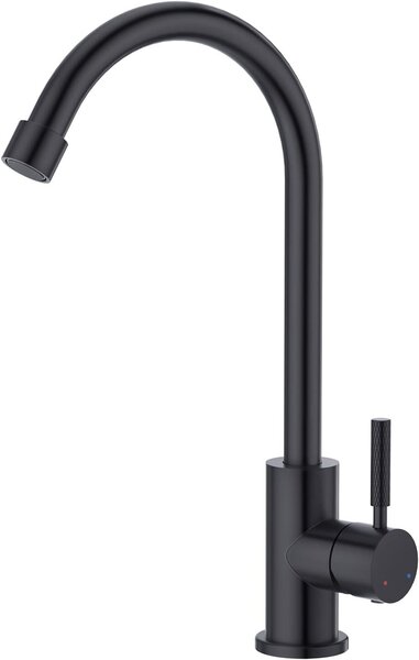 Miscelatore da cucina nero, girevole a 360°, monocomando, per cucina