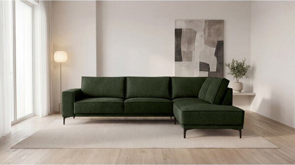 Divano angolare verde (con penisola a destra/a L) con rivestimento in ciniglia Copenhagen – Scandic