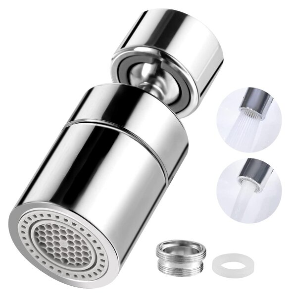Rubinetto a doccia orientabile a 360°, filettatura M22/M24, cromato, a risparmio idrico, per rubinetti da cucina