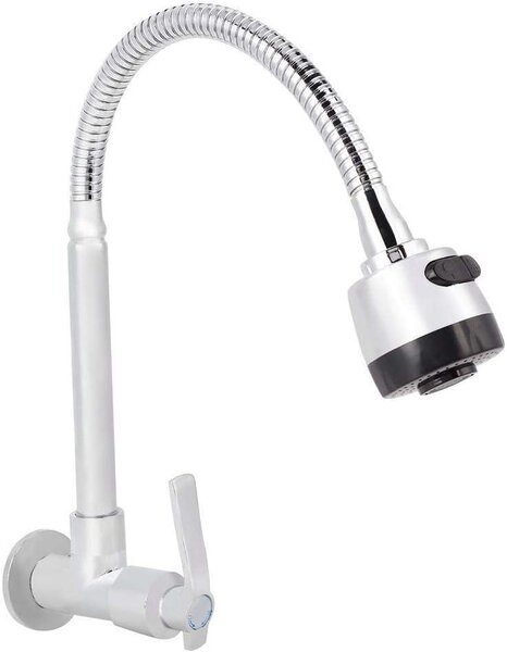 Miscelatore per cucina, attacco G1/2, montaggio a parete, girevole a 360 gradi, solo acqua fredda, realizzato in rame e acciaio inossidabile, per uso in cucina