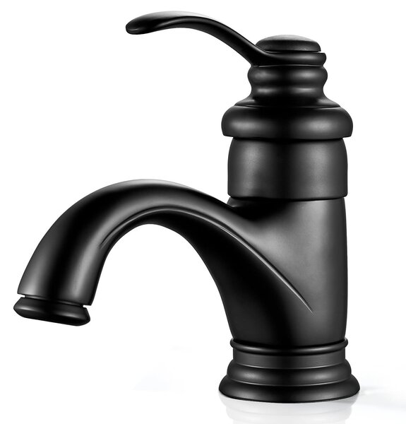 Rubinetto dal design retrò, finitura nera, miscelatore monocomando, in ottone, attacco G3/8, per bagno