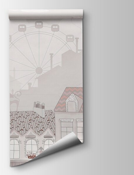 Carta da parati Città con molti edifici e una torre, Carta da parati citta, Carta da parati popolare, u62119v1 - Tapeko.it