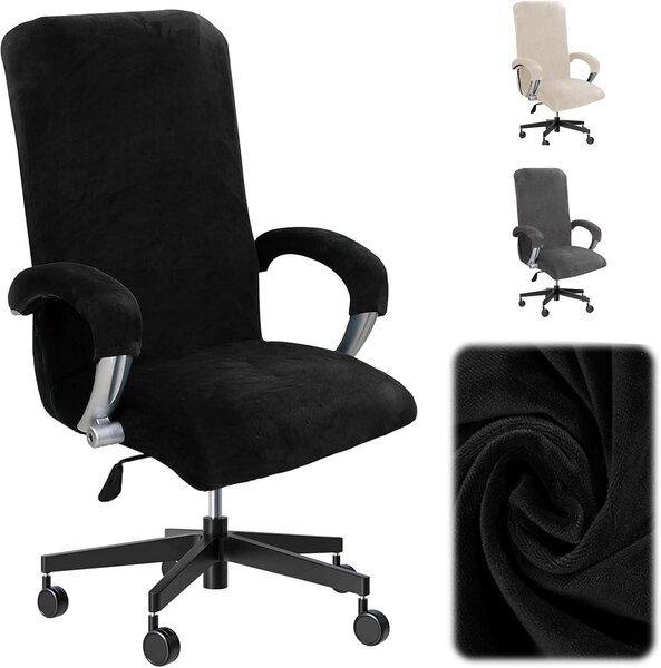 Sedia da ufficio XL, rivestita in morbido tessuto, colore nero, con braccioli, ergonomica, adatta per l'ufficio e il gaming