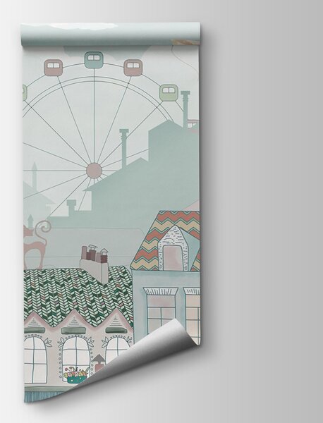Carta da parati Città con molti edifici e mongolfiere, Carta da parati citta, Carta da parati popolare, u62119v2 - Tapeko.it