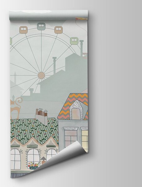 Carta da parati Città con molti edifici e mongolfiere, Carta da parati citta, Carta da parati popolare, u62119v3 - Tapeko.it
