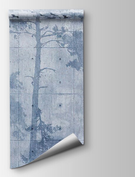 Carta da parati Gruppo di alberi con uccelli in volo, Carta da parati Foresta, Carta da parati popolare, u62714v1 - Tapeko.it