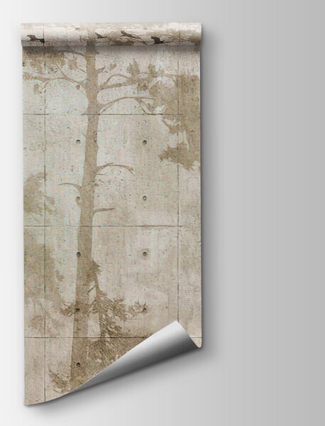 Carta da parati Gruppo di alberi con uccelli in volo, Carta da parati Foresta, Carta da parati popolare, u62714v2 - Tapeko.it