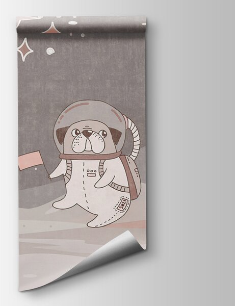Carta da parati Scena spaziale in stile cartone animato con pianeti e animali, Carta da parati Spazio, Carta da parati popolare, u62416v3 - Tapeko.it
