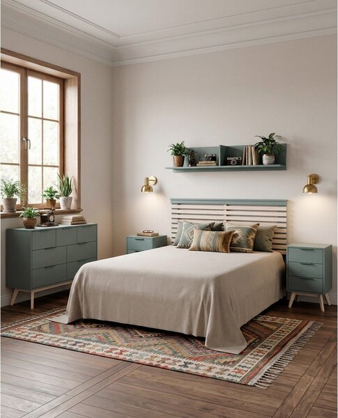 Cassettiera verde polveroso 120x83x40 cm Pisco – Marckeric