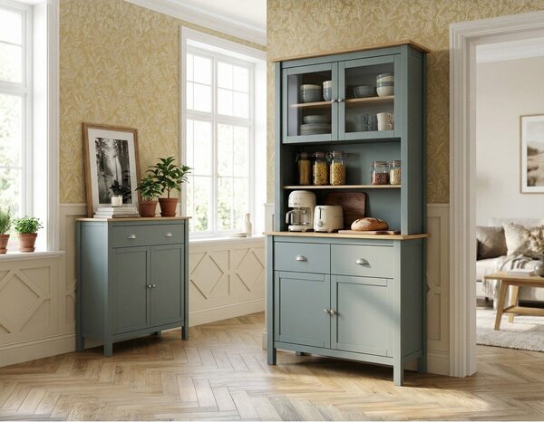 Credenza verde polveroso in pino massiccio 90x180,5x40 cm Misti – Marckeric