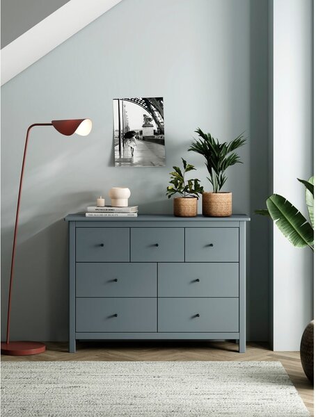 Cassettiera verde polveroso in pino massiccio 110x80x40 cm Misti – Marckeric