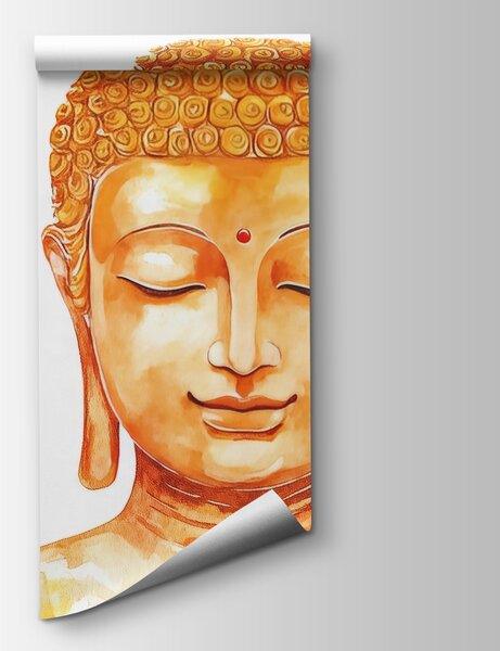 Carta da parati Dipinto raffigurante un Buddha con dei fiori, Carta da parati lastrazione, Carta da parati popolare, w04005 - Tapeko.it