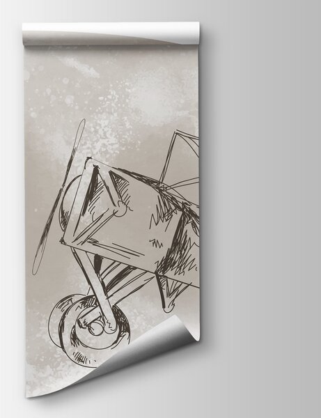 Carta da parati Disegno di aeroplani e di un pallone aerostatico, Carta da parati design, Carta da parati popolare, w04085v1 - Tapeko.it