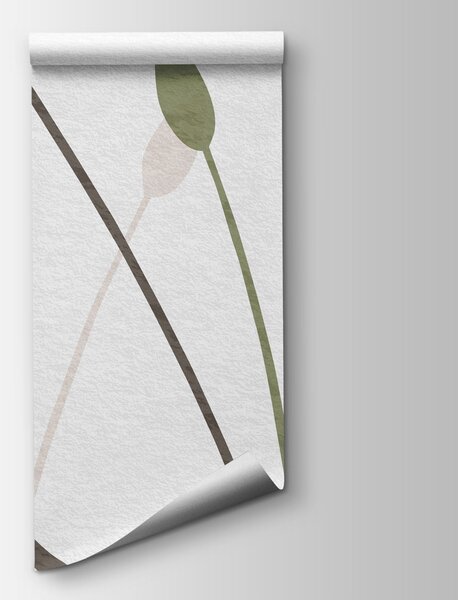Carta da parati Si fondono delicati toni di verde e tonalità terrose, Carta da parati Foglie, Carta da parati popolare, t01054 - Tapeko.it