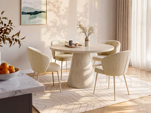Tavolo da pranzo 4 persone in MDF Effetto travertino Beige - LARIOZA di PASCAL MORABITO