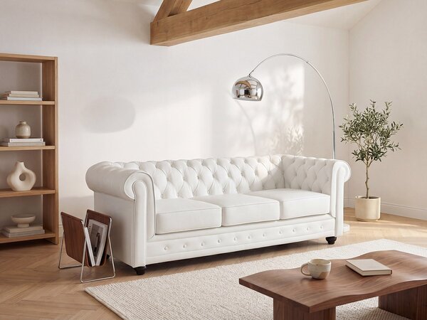 Divano 2 posti in pelle di bufalo bianco - CHESTERFIELD