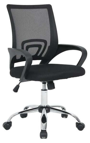 Sedia da ufficio, dimensioni 96 x 48 x 59 cm, colore nero, tessuto a rete, rotelle in nylon, modello ideale per l'ufficio domestico