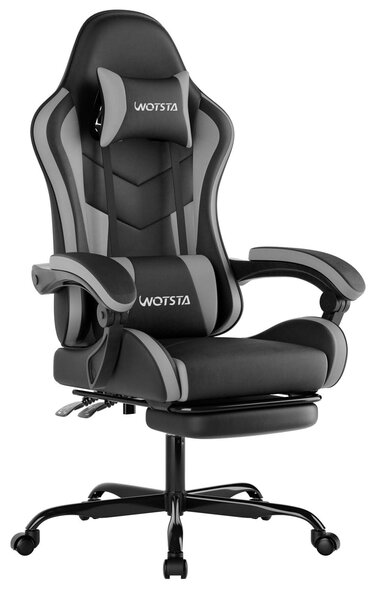 Sedia da gaming con massaggio lombare, ergonomica, dotata di poggiapiedi estraibile, inclinabile fino a 135°, con capacità di carico fino a 120 kg, ideale per l'ufficio