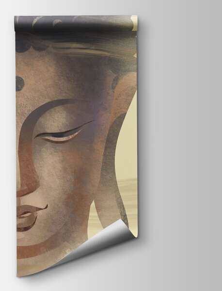 Carta da parati Dipinto raffigurante una testa di Buddha, Carta da parati lastrazione, Carta da parati popolare, t01012 - Tapeko.it