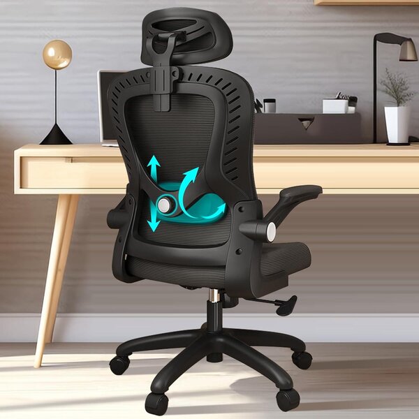 Sedia da ufficio ergonomica, dotata di supporto lombare, braccioli, poggiatesta regolabile, schienale alto, ideale per