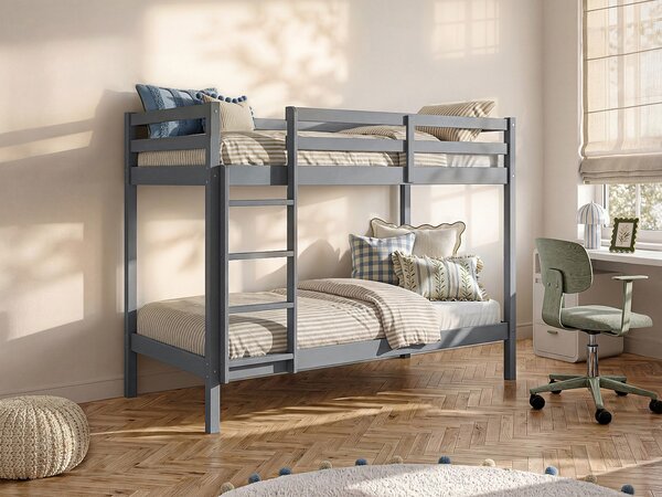 Letto a castello 2 x 90 x 190 cm Pino massello Grigio - ANICET II