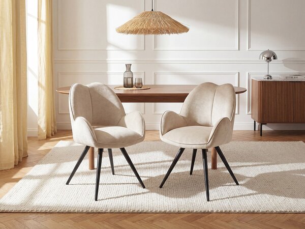 Sedia girevole con braccioli in Tessuto e Metallo Nero Beige - Lotto di 2 - GULSUN della Maison Céphy