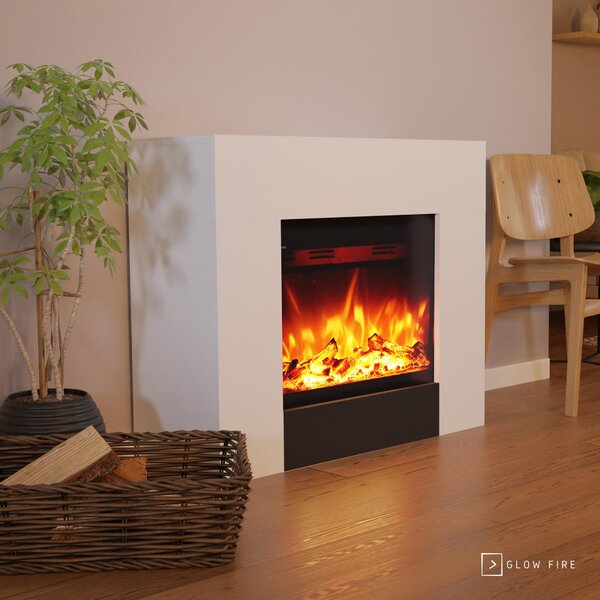 Camino elettrico a pavimento - 1500 Watt - Vetro, legno, metallo