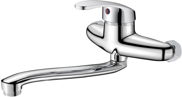 Miscelatore da cucina, 30 cm, montaggio a parete, girevole a 360°, monocomando, per cucina