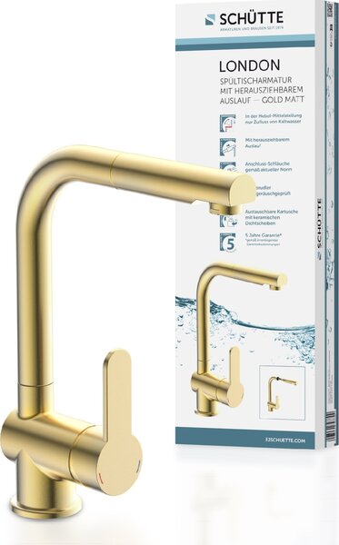 SCHÜTTE LONDON Miscelatore da cucina con doccetta estraibile, rubinetto da cucina