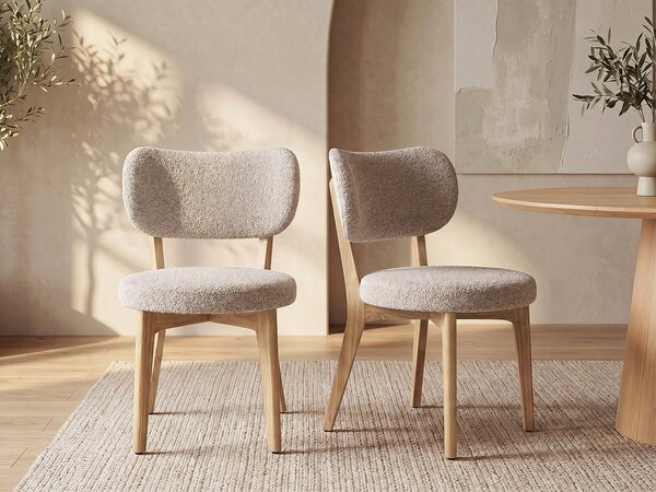 Set di 2 sedie in Tessuto bouclé e Legno di hevea - Talpa - TORIEL