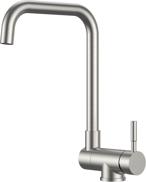 Miscelatore per lavello da cucina, orientabile a 360°, in acciaio inossidabile, pieghevole, a forma di "L", per acqua calda e fredda